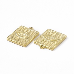 PVD真空メッキ201ステンレススチールペンダント  目のチャーム入り長方形  18KGP本金メッキ  21x15.5x2mm  穴：1.4mm&nbsp;STAS-J401-VC811