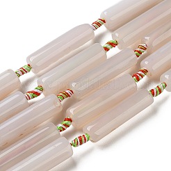 天然石グレーアゲートビーズ連売り  コラム  40~41.5x10.5~11.5mm  穴：3mm  約8個/連  15.35~16.14''（39~41センチメートル）&nbsp;G-A312-A01-01