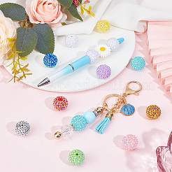 48個12スタイルのDIYビーズキット  アクリルビーズや樹脂ビーズ  ラインストーン付き  ラウンド  ミックスカラー  20x18mm  穴：2~3mm  4個/スタイル&nbsp;MACR-SC0001-17