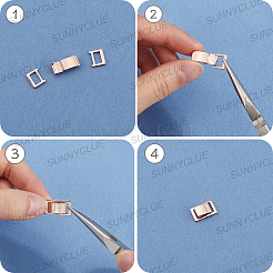 8セット4色の真鍮製折りたたみ式留め具  長方形  ミックスカラー  10x6.5x5mm  2セット/カラー&nbsp;KK-SC0005-45B
