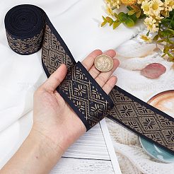 エスニック風刺繍ポリエステルリボン  ジャカードリボン  服飾材料  キャメル  花柄  1-7/8インチ（48mm）  5ヤード/袋&nbsp;OCOR-GF0002-24B