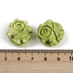 合成サンゴ染め彫刻ビーズ  花  グリーン  22x20x12.5mm  穴：1.2mm&nbsp;X1-SHEL-D001-01B