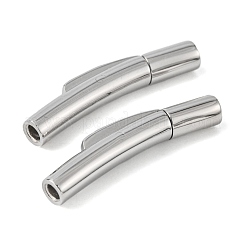変色防止コラム 304 ステンレススチール製バヨネットネックレス留め具  ステンレス鋼色  25x5x4mm  穴：2mm&nbsp;X-STAS-O035-05