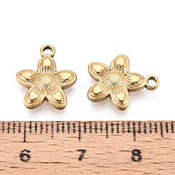 304ステンレススチールフラワーチャーム  イオンプレーティング（ip）  18KGP本金メッキ  13.5x11.5x2mm  穴：1.4mm&nbsp;STAS-T069-32G