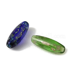 電気メッキされたピカソガラスビーズ  ライス  ミックスカラー  12.5x4.5mm  穴：1mm&nbsp;FIND-E059-05