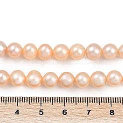 天然養殖淡水パールビーズ連売り  ポテト  グレード5a++  ピンク  7~8mm  穴：0.7mm  約54~55個/連  14.09~14.37インチ（35.8~36.5cm）&nbsp;PEAR-I007-07X-02B