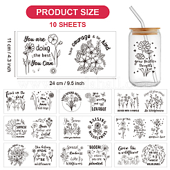 PVC DIY 熱転写紙  UV昇華カップ用  植物  110x240mm  10スタイル  1個/スタイル  10個/セット&nbsp;DIY-WH0517-135