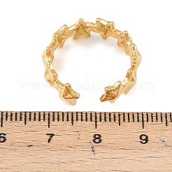 304ステンレススチールカフオープンリング  ゴールドカラー  スター  6.5mm  usサイズ7 1/4(17.5mm)&nbsp;RJEW-P175-01B-G