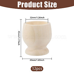 未完成の木製カップ12個  ホームディスプレイ装飾用  ビスク  43x45mm  内径：32mm&nbsp;WOOD-CA0001-87A