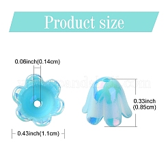 15 種類の UV メッキと不透明な虹彩アクリルビーズキャップ  DIY装飾用アクセサリー  花  ミックスカラー  11x8.5mm  穴：1.4~1.5mm  約15個/スタイル&nbsp;MACR-YW0003-08