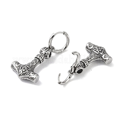 316サージカルステンレスフープピアス  アンカー  アンティークシルバー  29.5x18.5mm&nbsp;EJEW-P274-17B-AS