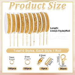 真鍮とステンレススチールのチェーンブレスレット/ネックレスのDIYキット  ゴールドカラー  5~6x0.8mm&nbsp;DIY-GA0008-16