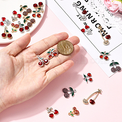 24 個 12 スタイルラックメッキ合金ペンダント  ラインストーン付き  混合図形  ミックスカラー  14.5~31x14~18x3~5mm  穴：1.6~2mm  2個/スタイル&nbsp;FIND-SC0019-90