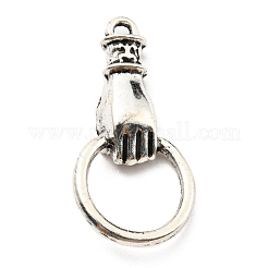 メッキ合金ペンダント  ハンドホールドリング  アンティークシルバー  27x13.5x4mm  穴：1.5mm&nbsp;X-PALLOY-D020-03AS