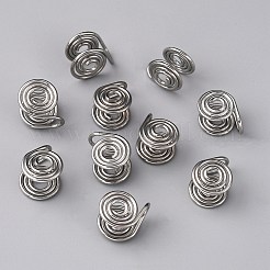 レインボーカラー 304 ステンレススチール スパイラルパッド カフ イヤリング  ピアスのない耳用のワイヤーラップジュエリー.  ステンレス鋼色  12x10x7.5~8mm&nbsp;KK-WH0051-27P