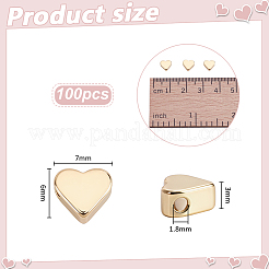 真鍮ビーズ100個  長持ちメッキ  ハート  18KGP本金メッキ  6x7x3mm  穴：1.8mm&nbsp;KK-PH0015-08