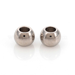変色しない304ステンレススチールスペーサービーズ  ラウンド  ステンレス鋼色  3x2.2mm  穴：1.2mm&nbsp;STAS-L244-09C-P