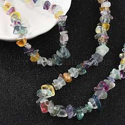 天然蛍石チップビーズネックレス  女性のためのアクセサリー用原石のアクセサリー  15.75インチ（40cm）&nbsp;NJEW-FZ00004-08