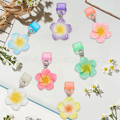 PVCプラスチック製モバイル防塵プラグ7個  樹脂の花で  ミックスカラー  36mm&nbsp;HJEW-BM00008