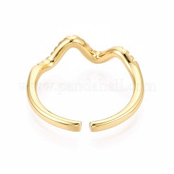 女性のための真鍮マイクロパヴェキュービックジルコニアカフリング  波  18KGP本金メッキ  7mm&nbsp;KK-T071-66G