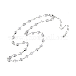 女性用シンプルな合金ハートリンクチェーンネックレス  プラチナ  16.02~16.26インチ（40.7~41.3cm）&nbsp;NJEW-K384-05P