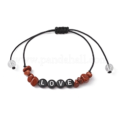 天然宝石編組ビーズブレスレット  Word Love アクリルビーズ調節可能な女性用ブレスレット  内径：5/8~3-1/4インチ（1.7~8.2cm）  9個/セット。&nbsp;BJEW-JB09607