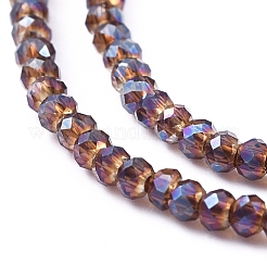 電気メッキガラスビーズセット  フル虹メッキ  多面カット  ロンデル  ダークスレートブルー  2x1.5mm  穴：0.6mm  約208~220個/連  34~36cm&nbsp;EGLA-F149-FR-05