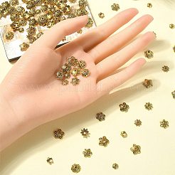 150 個 15 スタイルのチベットスタイル合金フラワービーズキャップ  アンティーク黄金  6~12x1.5~4mm  穴：1~2mm  10個/スタイル&nbsp;TIBE-YW0001-56