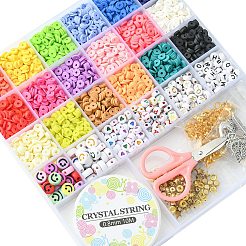 Diyheishiサーファーブレスレットメイキングキット  スマイルフェイスアクリル＆プラスチックスター＆ポリマークレイディスク＆天然シェルビーズを含む  クロス＆リーフ＆クローバー＆ヘルム合金＆鉄ペンダント  はさみ  ピンセット  ミックスカラー&nbsp;DIY-YW0007-43