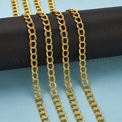 アイアン製ダブルリンクチェーン  溶接されていない  スプールで  ゴールドカラー  リンク：7x8mm  厚さ0.8mm  約164.04フィート（50m）/ロール&nbsp;CHD001Y-G