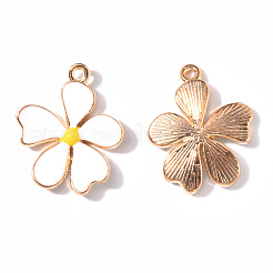 合金エナメルチャーム  花  ライトゴールド  ホワイト  20x18x3mm  穴：1.4mm&nbsp;ENAM-R058-01B