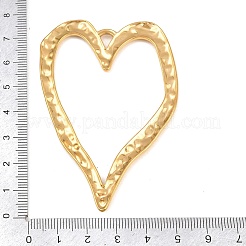 槌目加工された304ステンレス鋼の大きなペンダント  ハートチャーム  ゴールドカラー  76x50x2.5mm  穴：5x4mm&nbsp;STAS-H249-18G