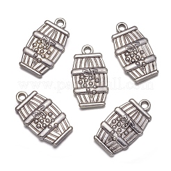 合金のチベット風チャーム  鉛フリー及びカドミウムフリー  ドラム  アンティークシルバー色  26x15x4mm  穴：1.5mm&nbsp;TIBEB-A11923-AS-LF