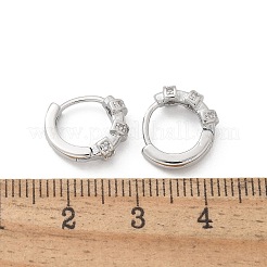 真鍮クリアキュービックジルコニアフープピアス  リング  プラチナ  12.5x4.5mm&nbsp;EJEW-Q014-25P