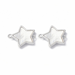 真鍮製コネクタチャーム  淡水シェル  ニッケルフリー  スターリンク  プラチナ  14.5x17x2.6mm  穴：1.2mm&nbsp;KK-R134-041P