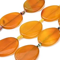 天然イエロー瑪瑙ビーズ連売り  染め＆加熱  ツイストオーバル  40~43x30~32x6~7.5mm  穴：1.8mm  約8個/連  15.59~16.54''（39.6~42センチメートル）&nbsp;G-A321-H04-01