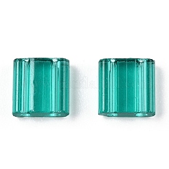 2ホールガラスシードビーズ  透明色  正方形  ライトシーグリーン  5x4.5~5.5x2~2.5mm  穴：0.5~0.8mm&nbsp;SEED-T003-01C-09