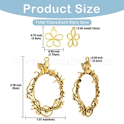 12pcs6スタイルチベットスタイルアロイペンダント  中空  花のチャーム  ミックスカラー  19~60x17.5~40x1~8mm  穴：1.2~2mm  2個/スタイル&nbsp;FIND-YW0010-81