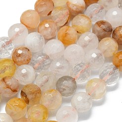 ナチュラルイエローヘマトイドクォーツビーズ連売り  ファセット（128ファセット）  ラウンド  10~10.5mm  穴：1~1.4mm  約35~38個/連  14.29~15.28''（36.3~38.8センチメートル）&nbsp;G-B165-A07-10mm