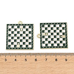 合金エナメルチャーム  大人のテーブルゲーム/チェスのチャーム  ゴールドカラー  グリーン  31x28x1.2mm  穴：1.6mm&nbsp;ENAM-B034-01F-09