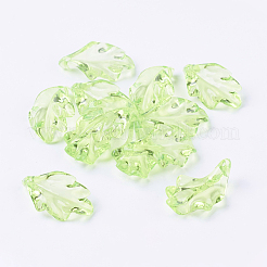 透明なアクリルパーツ  葉  薄緑  24x15x5mm  穴：1.5mm  約660個/500g&nbsp;TACR-470-31