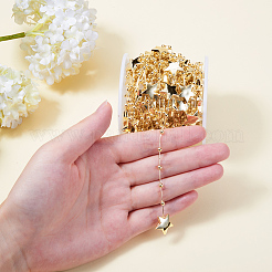 Abs樹脂模造パールビーズトリムガーランド連  ドアカーテンに最適  結婚式の装飾のDIY材料  スターとラウンド  淡いチソウ  13.5x14.5mm  10 m /ロール&nbsp;AJEW-CJ0006-01A