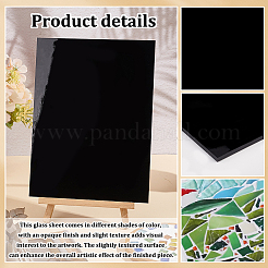 ガラスカボション  モザイクタイル  家の装飾やdiyの工芸品  長方形  ブラック  200x149x3mm&nbsp;GGLA-WH0003-001D