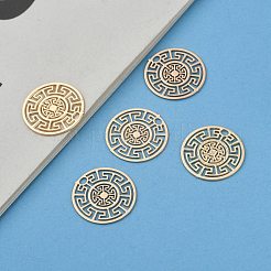 真鍮チャーム  エッチングされた金属装飾  長持ちメッキ  カドミウムフリー＆ニッケルフリー＆鉛フリー  フラットラウンド  ライトゴールド  13x0.3mm  穴：1.2mm&nbsp;KKC-R001-03LG