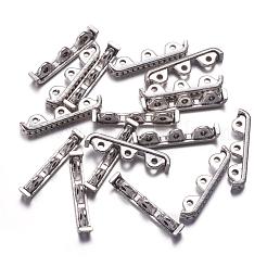 3穴チベットスタイルの合金スペーサーバー  鉛フリー及びカドミウムフリー  アンティークシルバー  24x4x6mm  穴：1.5mm&nbsp;A0448Y