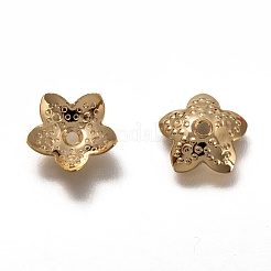 304ステンレススチールビーズキャップ  5  - 花びらの花  18KGP本金メッキ  10x10.5x2.5mm  穴：1.4mm&nbsp;STAS-H130-25G
