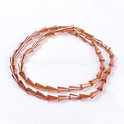 電気メッキガラスビーズ連売り  多面カット  コーン  ミックスカラー  16x8mm  穴：1.5mm&nbsp;EGLA-R014-M