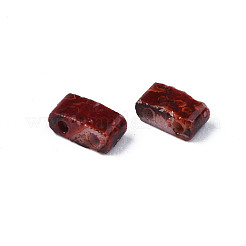 2穴不透明ガラスシードビーズ  アンティークスタイル  長方形  暗赤色  4.5~5.5x2~2.5x2mm  穴：0.5~0.8mm&nbsp;SEED-N004-002-A02