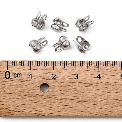 変色しにくい304ステンレススチールボールチープ  カロット終了  クラムシェルノットカバー  ステンレス鋼色  8x4mm  穴：2mm&nbsp;X-STAS-R063-22
