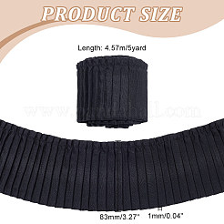 5ヤードのポリエステルプリーツリボン  洋服アクセサリー  ブラック  3-1/4インチ（83mm）&nbsp;OCOR-FG0002-02B
